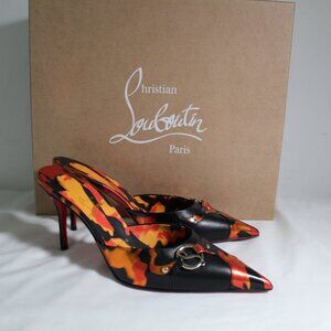 NWOB Christian Louboutin CL in the 90s Pointed Toe Mules Pumps Heels 37.5